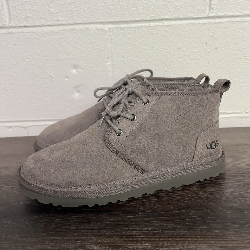 UGG Neumel Gray‎ Suede Chukka Boots Men's Size 11 Sheepskin Lined Casual Shoes